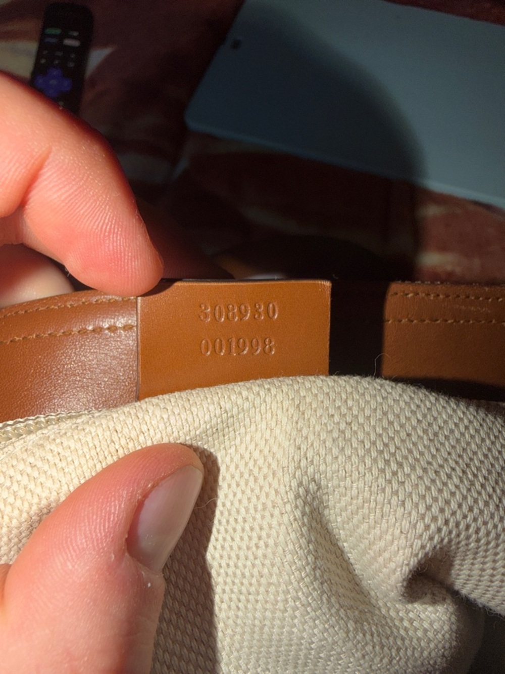 Gucci Tan Monogram Shoulder Bag with Brown Leather Trim - Picture 8 of 8
